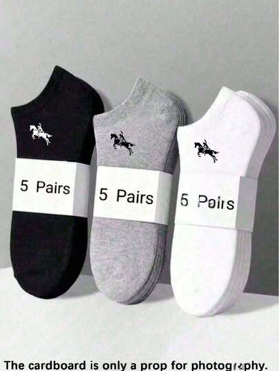 1/3/6/9 Pairs Unisex Solid Color Short Socks, Soft And Comfortable, Horse Pattern, Casual Versatile Sports Socks, Suitable For Daily Wear Or Outdoor Activities
