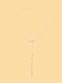 FAAABULS 1pc Elegant Rhinestone Leaf Shaped Back Chain, Y-Shaped Pearl Tassel Back Chain, Suitable For Women's Party, Evening Gala, Bridal Backless Dress Accessory - Rhinestone - View 8