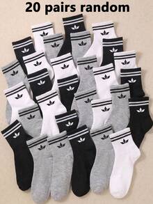 20 Pairs Children's Mid-Calf Socks, Children's Short Socks, Children's Elastic Socks, Children's Sports Socks, Children's Crew Socks, Suitable For 1-16 Years Old Boys' Daily Wear, Suitable For All Seasons, Suitable For 1-16 Years Old Children's Birthday Gifts, Suitable For Back To School Season Wear, Suitable For Running, Multi-Functional, Breathable, Comfortable, Soft, Skin-Friendly, Neutral Colors, Black White Gray Random Color Matching, All Day Comfort - Multicolor - View 17