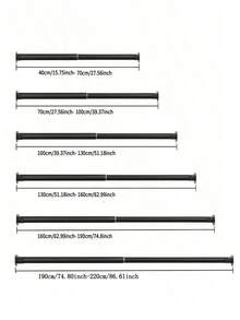 1PC Black/Silver Stainless Steel Telescopic Shower Curtain Rod, 2.5CM Diameter, Multiple Lengths, Shower Curtain Rod, Curtain Rod, Closet Hanging Rod, Telescopic Rod, Drying Rack, Hanging Rod, Support Rack, Kitchen Tool Storage Rod, Tension Rod, Spatula Hanging Rod, Spoon Hanging Rod, Cutting Board Hanging Rod, Kitchen Towel Hanging Rod, Whisk Hanging Rod, Soup Ladle Hanging Rod, Stainless Steel Material, Easy Installation, No Adhesive Needed - Silver - View 19