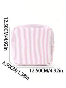 Sanitary Pad Storage Bag, Portable Menstrual Organizer Pouch With Zipper, Travel And Daily Use, Compact Period Essentials Case - Baby Pink - View 2