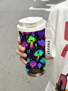 1個/5個 500ml 霓虹蘑菇車用馬克杯 不鏽鋼可靠保溫保冷 翻蓋式杯蓋附咖啡掛繩 適合辦公室、公路旅行與學習 節日生日時尚禮物 - 多色-蘑菇 - 查看 6