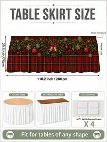 1 Stück Weihnachtskarierte Tischdecke, klassische rechteckige Tischkante aus Polyester mit Karomuster, Stechpalmenbeeren- und Weihnachtskugel-Muster, geeignet für Küchendekoration, Hochzeit, Heimdekoration, Raumdekoration, Klassenzimmerdekoration und Weihnachtsdekoration - Verschiedenfarbig - Übersicht 11