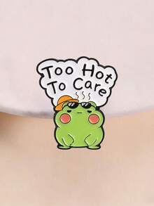 Cartoon Lazy Frog Slogan Lapel Pin Funny Meme Brooch For Backpack Hat Jacket - Green - View 1