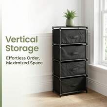 Clothes & Accessories Storage Tower – Drawer Chest For Bedroom & Wardrobe Organisation - Black 4-tier - View 4