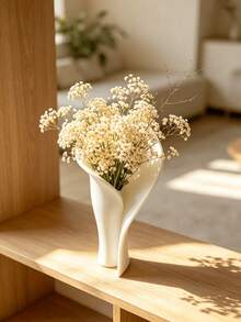 1/2pcs Abstract Fan-Shaped Lotus Leaf Vase, Streamlined Creative White Flower Holder Decor, Suitable For Tulip And Daisy Floral Arrangement, Living Room TV Cabinet Atmosphere Desktop Craft - Fan-shaped Lotus Leaf - View 7