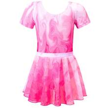 Baju Senam Ketat untuk Latihan Tari Anak Perempuan, Set Balet Anak Perempuan 2 Potong - Hot Pink - View 2