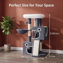 HaluPeit Three Color 100.5cm Cat Climbing Frame, Integrated Cat Scratch Column Cave Amusement Tower, Suitable For Indoor Use - Dark Grey - View 6