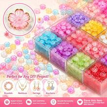 100pcs Acrylic Dual-Color Gold Foil Flower Beads, Acrylic Loose Beads For Jewelry Making - Two-tone Flower Bead - View 2