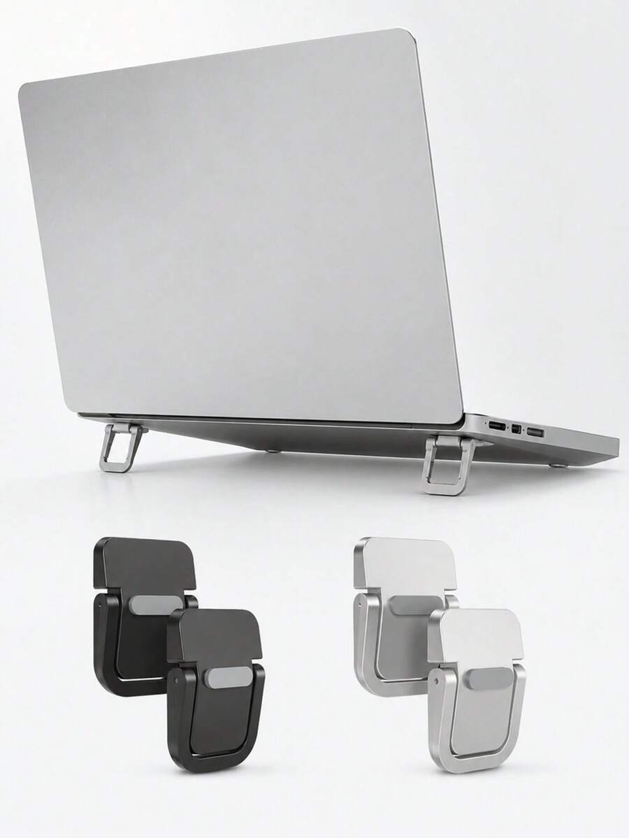 2 piezas Soporte plegable para portátil, elevador portátil invisible mini, soporte compacto para computadora para disipación de calor, soporte ergonómico para portátil para accesorios de oficina de escritorio - Multicolor - Ver 1