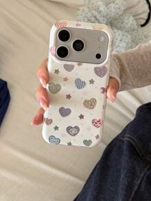 Blue Polka Dot Colorful Star Heart Pattern Phone Case Compatible With Apple 17 Pro Max 16 Pro Max New 13 Women's 14/15 Pro Shockproof 18 Pro Max Dual Layer Phone Cover 18 - White - View 8