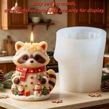 SUPWANPENG 1 pieza Molde de silicona con diseño en relieve de bufanda navideña, mapache, Papá Noel, muñeco de nieve y árbol de Navidad, molde de fundición DIY hecho a mano para hacer adornos, velas de aromaterapia, compatible con resina, yeso, arcilla, cemento, hormigón, molde de decoración de ambiente de escritorio, perfecto para decoración del hogar, Día de San Valentín, Día de la Madre, Día del Padre, regalo de Navidad, molde hecho a mano - Molde NO W10035 - Ver 5