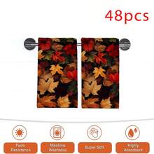 2/4/48pcs Autumn Series Colorful Maple Leaf Print Kitchen Towels - Ultra Soft, Highly Absorbent Polyester Dishcloths And Hand Towels, Perfect For Holiday Decor, Kitchen Decor, Party Decor. - Multicolor - View 15