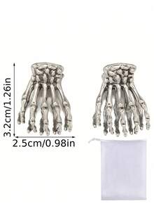 Gothic Punk Hair Claw Clips Mini Skull Side Clips For Women Halloween Hairstyle Clips For Gig Camping Vocation Travel Birthday Gift Homen Decor Travel Back To Scool Indoor Outdoor Daily Essential Accessory - Multicolor - View 11