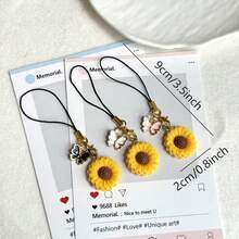1pc Sunflower Phone Charm Pendant, Creative Small Accessory, Suitable As Gift - Multicolor - View 9