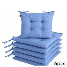 Set Of 6 Puffy Soft Square Chair Cushions – 40x40 Cm İN DER TURKEI - Cadet Blue - View 2