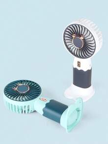 AOYI 1 pieza Ventilador portátil de mano operado con batería, de diseño electroplateado minimalista, incluye cable de carga USB y función de soporte para teléfono móvil - Multicolor - Ver 6