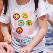 500pcs(1 Roll) Star & Smiling Face Stickers, Encouragement Reward Stickers Suitable For Teachers, Parents, Schools, Learning, First Day Of School - Multicolor - View 8