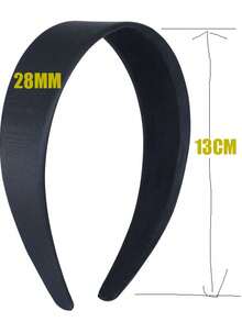 28MM Black Wide Fabric Headband 1PC - Black - View 2