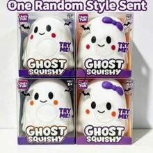 1 buah Mainan Squishy Hantu Seru Acak, Putih & Ungu dengan Pita - MultiWarna - View 8