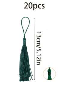 20/50/100pcs 13cm/5 Inch Silky Floss Bookmark Tassels With 2-Inch Cord Loop And Small Chinese Knot For Jewelry Making, Souvenir, Bookmarks, DIY Craft Accessory - 13cm Dark Green - View 11
