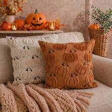 1PC Halloween Pumpkin Pattern Decorative Pillowcase, Soft Plush Sofa Cushion Cover, Suitable For Home Use - Caramel - View 7