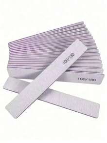 1/5/10/20/25/50pcs Professional Nail Files, 180/100 Natural Nail Files, Double-Sided Washable Fine Grit Nail Files, Suitable For Home And Salon Use - Multicolor - View 1