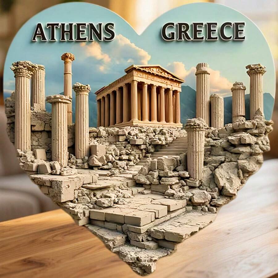 Athens Heart-Shaped Parthenon Doric Columns And The Cradle Of Magnet Where The Ancient Stones Whisper A Love Letter To Civiliztion Keepsake For All Metal Surfaces Throughout The Home - A - View 1