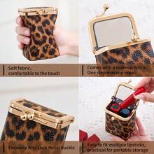 MIYIN Estuche de labial vintage con patrón de leopardo y cierre de beso con espejo interior, bolsa de cosméticos compacta portátil mini, estuche de almacenamiento de maquillaje pequeño para regalo diario de damas - Multicolor - Ver 7