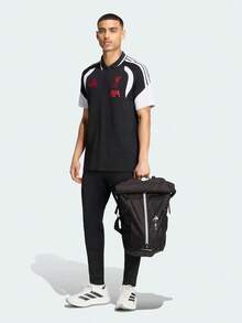 Adidas Men's LFC POLO Knitted Collar Short Sleeve T-Shirt BK5793 - Black and White - View 6