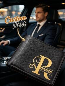 Personalized Men's Wallet With Custom Name & Initial, Custom Bifold Wallet, Personalized Card Holder, Unique Birthday Anniversary Gift For Him - Multicolor - View 4