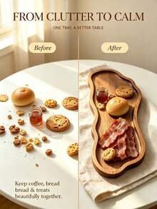 1PC Cheese Tray, Wooden Snack Dish, Irregular Shaped Tray, Fun Tray, Kitchen Essential, Home Decor, Kitchen Supplies, Kitchen Accessories, Snack Box, Can Hold Cakes, Snacks, Cheese And Other Foods, Also Can Be Used As Serving Tray, Cup Holder, Fun Design, Suitable For Halloween, Christmas And Other Holidays - View 3