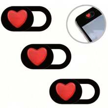 3pcs Red Heart-Shaped Webcam Covers For Phone And Computer Lenses, Waterproof, Shockproof, Anti-Scratch, Anti-Fingerprint, Full Coverage - Multicolor - View 6