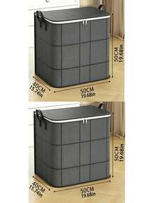 Large Capacity Thickened Laundry Basket With Lid, Clothes And Toys Storage Bin, Stackable Cube Organizer For Home Sorting, Suitable For Bedroom, Living Room, Car, Travel, Moving And Back To School Student Supplies - Black - View 10