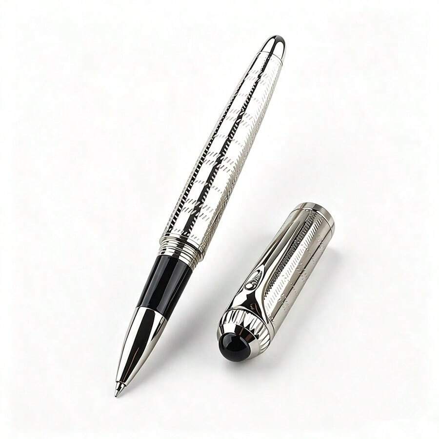 Luxury Engraved Metal Rollerball Pen Business Silver Signature Ballpoint Pen Office Writing Gift Pen - 148D - View 1