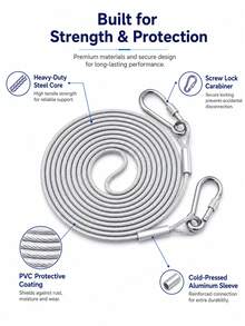 Stainless Steel Clothesline, Including Stainless Steel Lock Buckle, Anti Drop Steel Wire Rope With Coated Safety Cable And Hook, Multifunctional Heavy-Duty Steel Wire Rope, Available In 3 Sizes: 78.74 Inch, 196.85 Inch/393.7 Inch,Pull Wire Rope - Multicolor - View 3