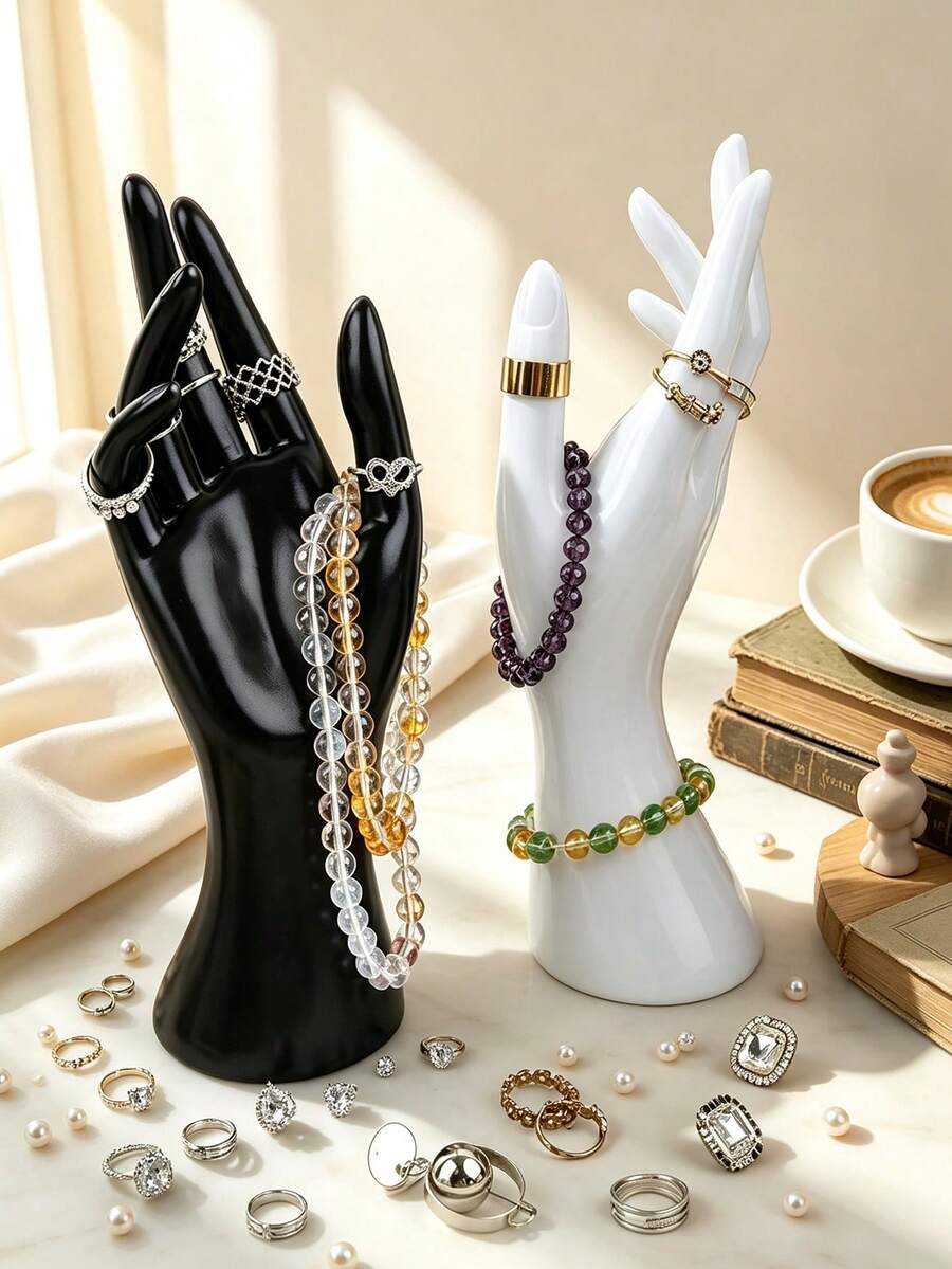 1pc Women's Hand-Shaped Bracelet Glove Ring Display Stand, Jewelry Display Rack, Display Clip, Suitable For Bracelets, Rings, Gloves, Women's Storage Organizer, Travel Essential Gift, Room Decor - Multicolor - View 1