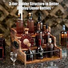 DZDSZQGST 3 Step Solid Wood Liquor Bottle Display Shelf, Coffee Syrup Rack Organizer, Countertop Liquor Wine Rack, Bar, Liquor Cabinet, Home Bar Shelf Stand For Liquor Whiskey, Spirits, Spice Rack - View 8