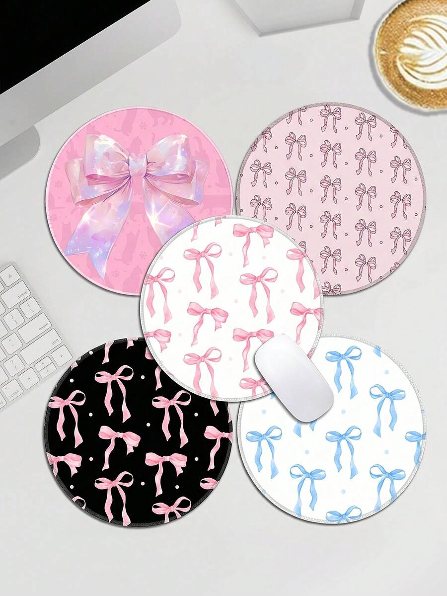 1pc Cute Mouse Pad, Round Office Desk Mouse Pad With Anti-Slip Rubber Base, Mini Portable Travel Mouse Pad, Laptop Computer Office Rubber Mouse Mat Suitable For Girls And Boys, For Office, Home, Study And Gaming, 20*20*0.3cm - View 1