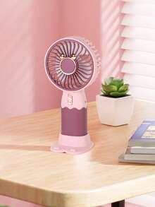AOYI 1 pieza Ventilador portátil de mano operado con batería, de diseño electroplateado minimalista, incluye cable de carga USB y función de soporte para teléfono móvil - Multicolor - Ver 4