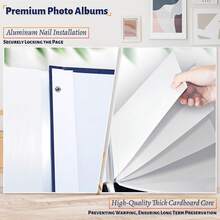 Photo Album Self Adhesive Scrapbook,Large Photo Book For 4x6,5x7,8x10 Pictures,DIY Album For Baby Wedding Family Travel Birthday,With Metallic Pen And Scraper - Dark Blue - View 4