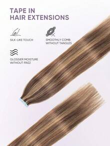 20pcs Tape-In Hair Extensions, Real Human Hair, 14-22 Inches, Painless Double-Sided Tape-In, Invisible Tape-In Hair Extensions, Straight, Suitable For Party, Halloween Costumes - S4/27 - View 4