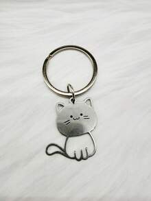1pc Cute Animal Stainless Steel Cat Keychain Pendant - Animal Keychain - View 6