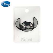 Monogram 1PC Disney Official Licensed Stitch Character Black White Cute Magnetic Brooch Metal Enamel Pin Badge For Backpack Denim Jacket Decor Holiday Gift - Dark Grey - View 5