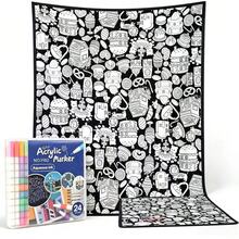 DIY 24-Color Coloring Blanket With Markers, Washable Velvet Creative Handmade Painting Blanket, Suitable For Holiday Art Activities - A - View 24