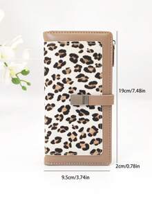 Women's Wallet Simple Cute Kitten Pattern Coin Purse Multi-Functional Card Holder With Multiple Card Slots Money Bag Exquisite Gift Box Packaging Mini Pearl Handle Leopard Print Wallet - Apricot - View 7