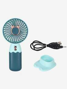 AOYI 1 pieza Ventilador portátil de mano operado con batería, de diseño electroplateado minimalista, incluye cable de carga USB y función de soporte para teléfono móvil - Multicolor - Ver 7
