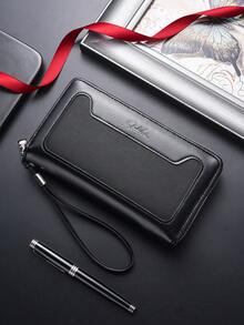 Tas Clutch Bisnis Pria untuk Perjalanan, Dompet Panjang Lembut dengan Resleting, Tas Tangan Kapasitas Besar - MultiWarna - View 10