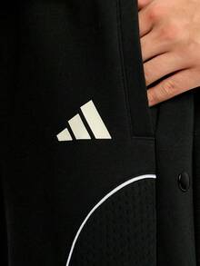 Adidas Men's Casual Striped Colorblock Pocket Loose Fit Sports Long Pants - Black - View 6