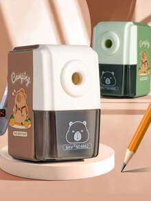 1 PC Pencil Sharpener, Genuine Capybara! Random 1pc Capybara-Themed Pencil Sharpener, Random Brown-Green Color, Portable Design - Multicolor - View 3